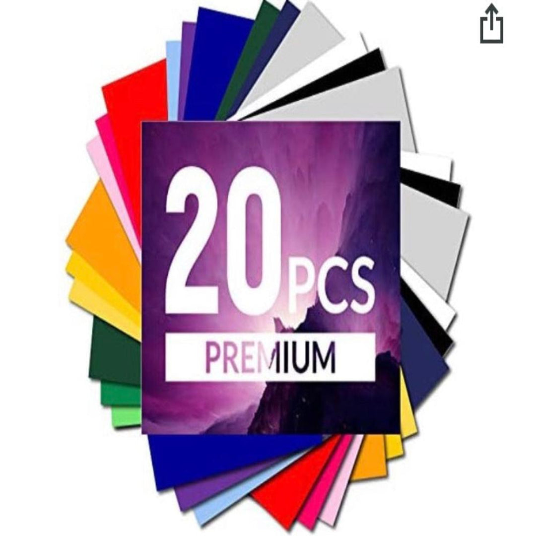 20 Pack Assorted Heat Transfer Vinyl