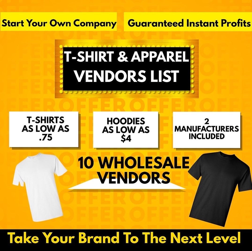 Wholesale T-Shirt & Apparel Vendors List