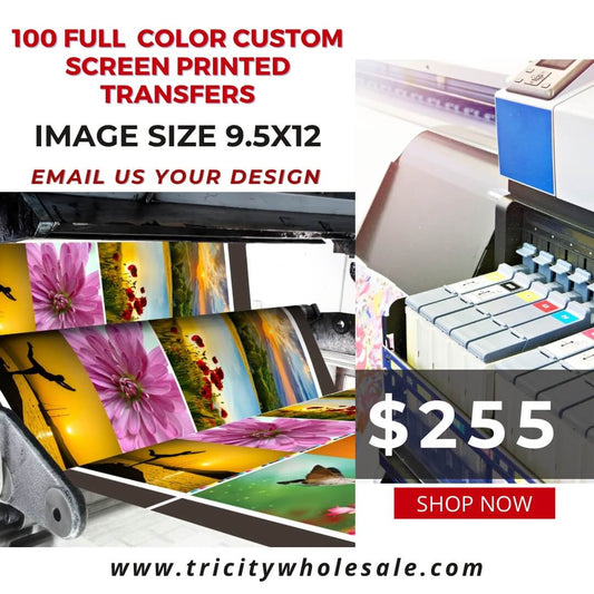 100 Full Color Custom Screen Print Heat Transfers